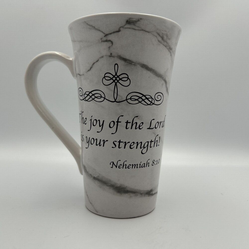 Coventry Stoneware Nehemiah 8:10 Christian Latte Coffee Mug Joy of the Lord 18oz